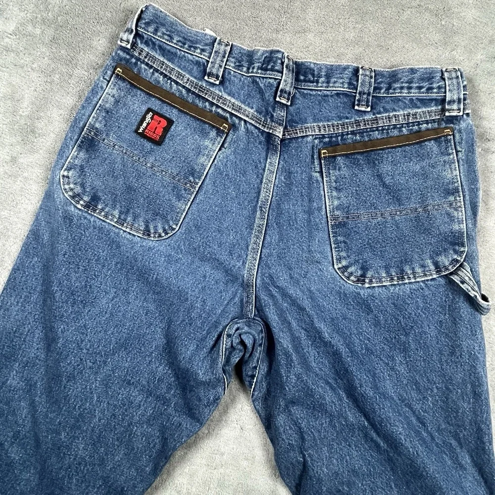 Wrangler RIGGS WorkWear Denim Mens Blue Jeans Carpenter Size 36x32‎ SEE PICS